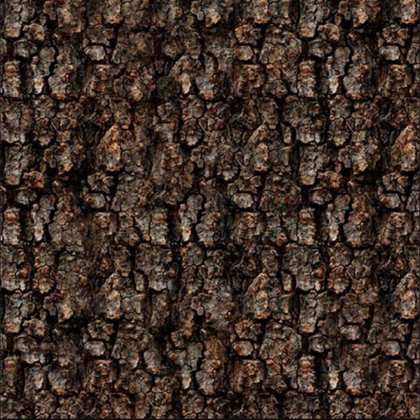 Image of the Earthly Delights Dark Bark Bark quilting cotton fabric by Dan Morris for QT Fabrics. Features bark on a brown background. Cute Little Fabric Shop
