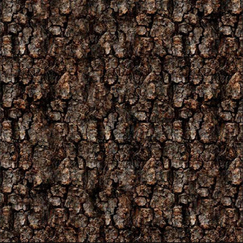 Image of the Earthly Delights Dark Bark Bark quilting cotton fabric by Dan Morris for QT Fabrics. Features bark on a brown background. Cute Little Fabric Shop