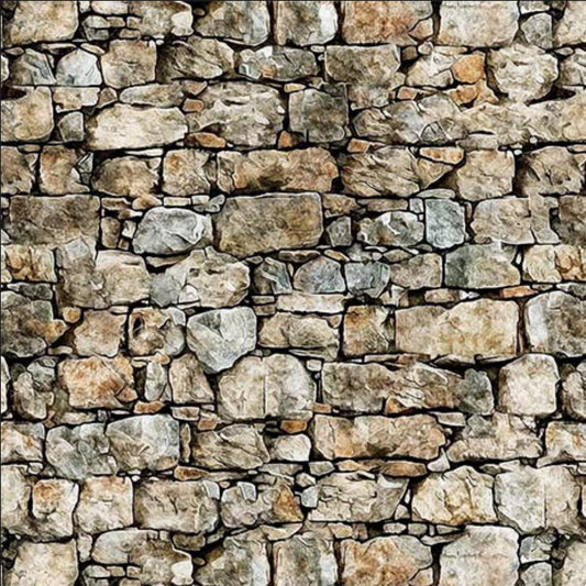 Image of the Earthly Delights Pavers Stone quilting cotton fabric by Dan Morris for QT Fabrics. Features rocks on a brown background. Cute Little Fabric Shop