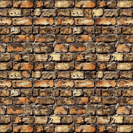 Image of the Earthly Delights Bricks Brown quilting cotton fabric by Dan Morris for QT Fabrics. Features brick on a brown background. Cute Little Fabric Shop