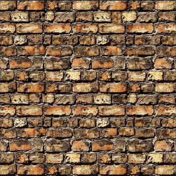 Image of the Earthly Delights Bricks Brown quilting cotton fabric by Dan Morris for QT Fabrics. Features brick on a brown background. Cute Little Fabric Shop