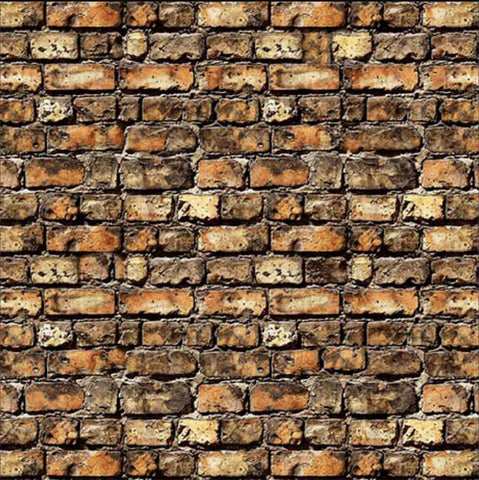 Image of the Earthly Delights Bricks Brown quilting cotton fabric by Dan Morris for QT Fabrics. Features brick on a brown background. Cute Little Fabric Shop