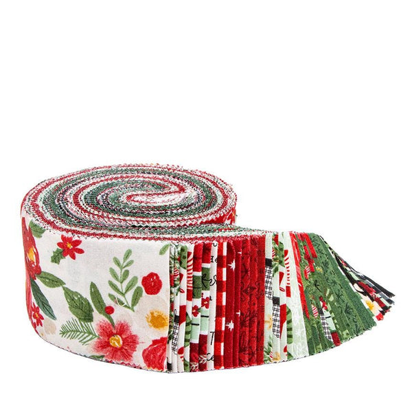 Charming Christmas Charm 2.5 Inch Rolie Polie Jelly Roll 40 pieces - Riley Blake - Precut Pre cut Bundle - Quilting Cotton Fabric