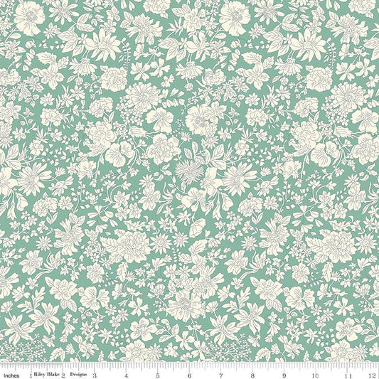 1 Yard 11" End of Bolt - SALE Liberty Emily Blossom Olive Leaf A WIDEBACK 0166W7412A - Riley Blake - 108" - Quilting Cotton Fabric