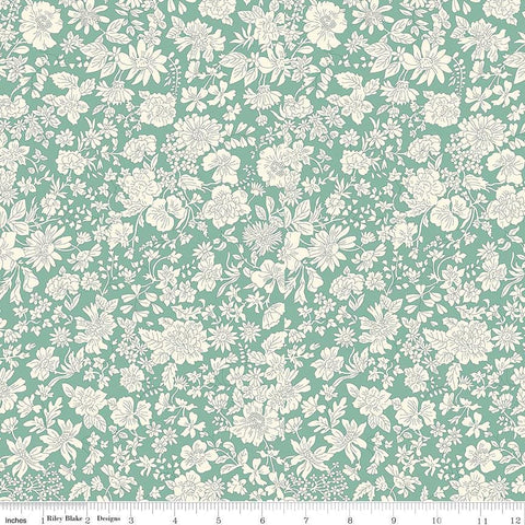 3 yard cut - Liberty Wide-Width Emily Blossom Olive Leaf A WIDE BACK 0166W7412A - Riley Blake - 107/108" Wide - Quilting Cotton Fabric