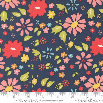 2yd 27" End of Bolt - SALE Delightfully Yours Floral WIDEBACK 108035 Navy - Moda Fabrics - 108" - Quilting Cotton Fabric