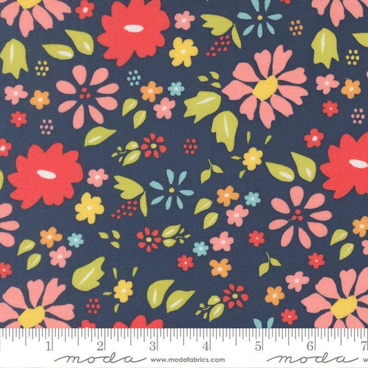 2yd 27" End of Bolt - Delightfully Yours Floral WIDEBACK 108035 Navy - Moda Fabrics - 108" - Quilting Cotton Fabric