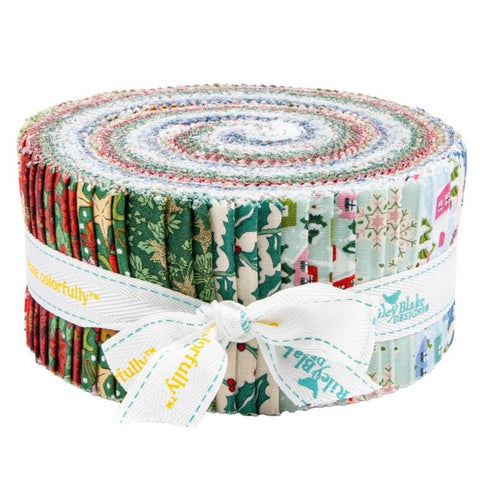 Festive Greetings 2.5-Inch Rolie Polie Jelly Roll RP-LFESGREET-40 40 pieces Riley Blake - Liberty Fabrics - Precut - Quilting Cotton Fabric