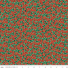 Image of Festive Greetings Peaceful Poinsettias quilting cotton fabric by Liberty Fabrics for Riley Blake Designs. Features flowers on a green background. Cute Little Fabric Shop