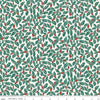Image of Festive Greetings Swirling Holly quilting cotton fabric by Liberty Fabrics for Riley Blake Designs. Features holly on a white background. Cute Little Fabric Shop