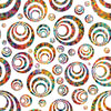 Image of Bedazzled Bullseye White quilting cotton fabric by Morris Creative Group for QT Fabrics. Features circles on a white background. Cute Little Fabric Shop