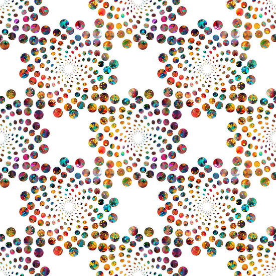 Image of Bedazzled Flares White quilting cotton fabric by Morris Creative Group for QT Fabrics. Features dots on a white background. Cute Little Fabric Shop