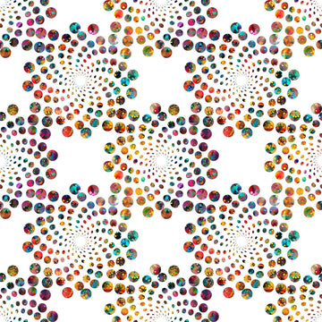 Image of Bedazzled Flares White quilting cotton fabric by Morris Creative Group for QT Fabrics. Features dots on a white background. Cute Little Fabric Shop