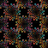 Image of Bedazzled Flares Black quilting cotton fabric by Morris Creative Group for QT Fabrics. Features dots on a black background. Cute Little Fabric Shop