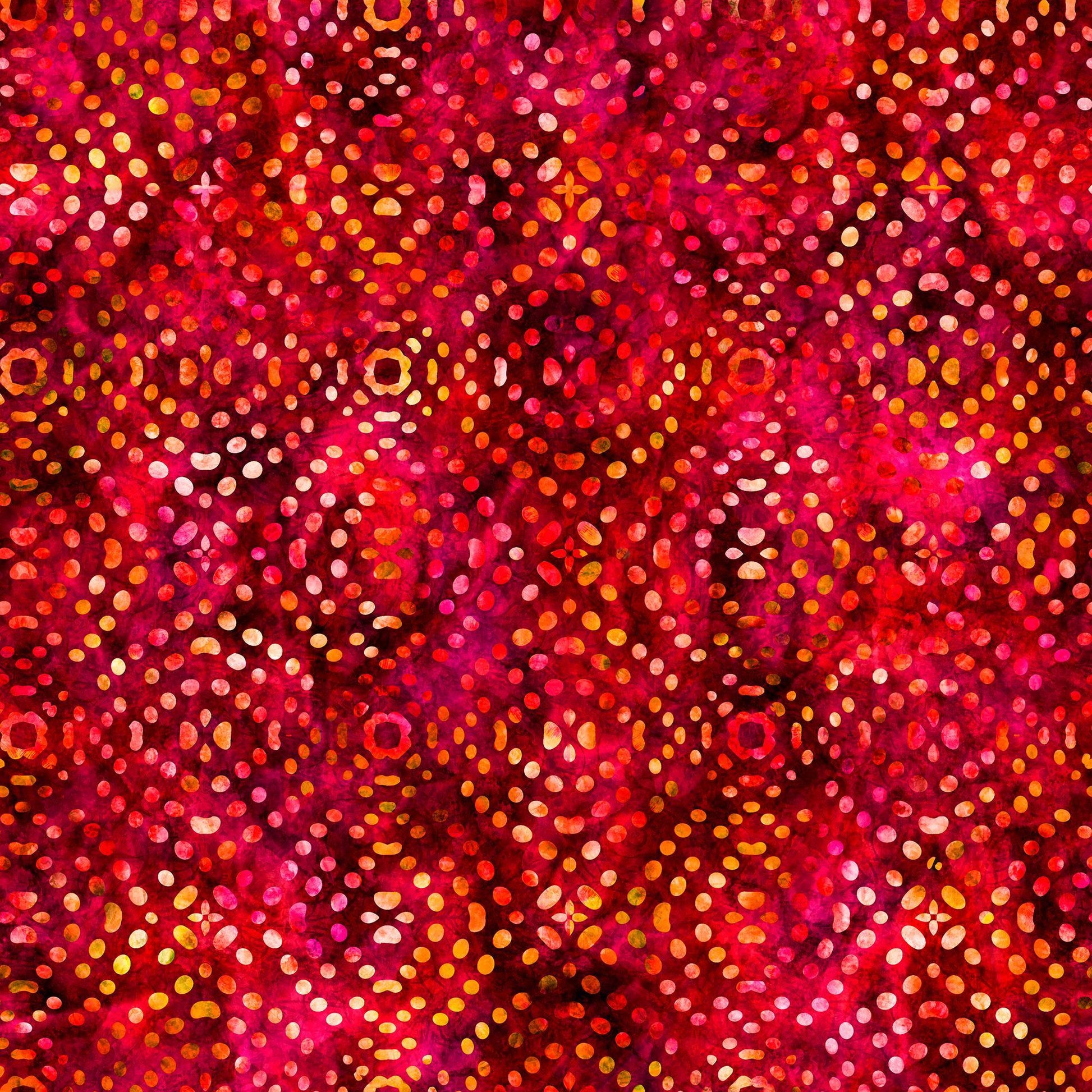 Image of Bedazzled Textural Dots Red quilting cotton fabric by Morris Creative Group for QT Fabrics. Features dots on a red background. Cute Little Fabric Shop
