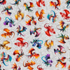 Image of Dragon's Song Tossed Dragons Gray quilting cotton fabric by Morris Creative Group for QT Fabrics. Features dragons on a gray background. Cute Little Fabric Shop