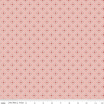 SALE Gentler Times Shenanigans C16487 Coral - Riley Blake Designs - Lori Holt - Tiled Geometric Abstract - Quilting Cotton Fabric