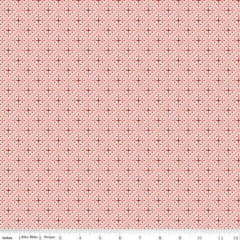 SALE Gentler Times Shenanigans C16487 Coral - Riley Blake Designs - Lori Holt - Tiled Geometric Abstract - Quilting Cotton Fabric