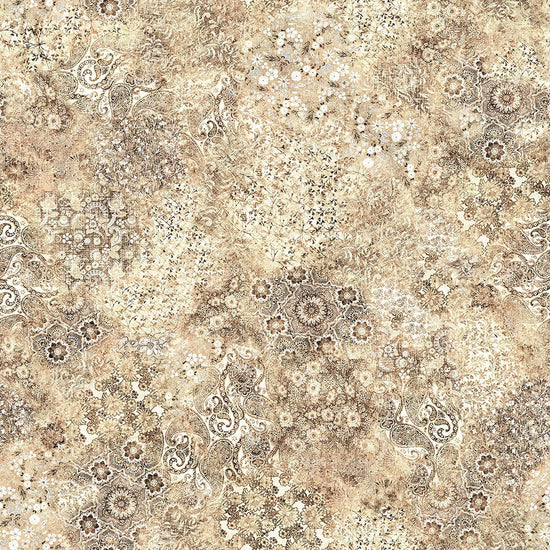 Image of Roar of the Pride Blender Birch quilting cotton fabric by Morris Creative Group for QT Fabrics. Features abstract on a tan background. Cute Little Fabric Shop