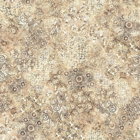 Image of Roar of the Pride Blender Birch quilting cotton fabric by Morris Creative Group for QT Fabrics. Features abstract on a tan background. Cute Little Fabric Shop