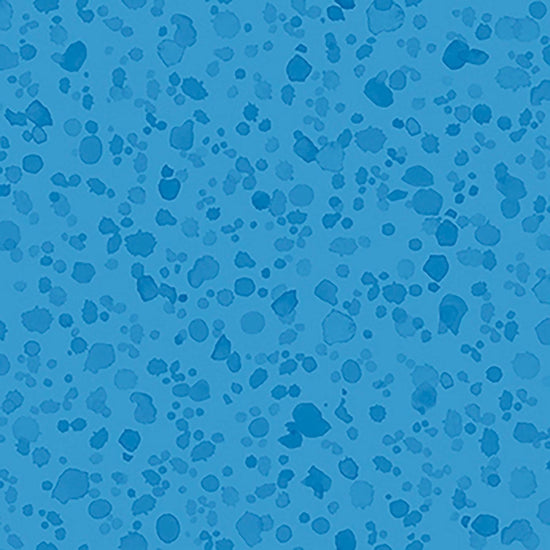 Image of Healing Garden Paint Splash Blender Blue quilting cotton fabric by Jane Maday for QT Fabrics. Features paint on a blue background. Cute Little Fabric Shop
