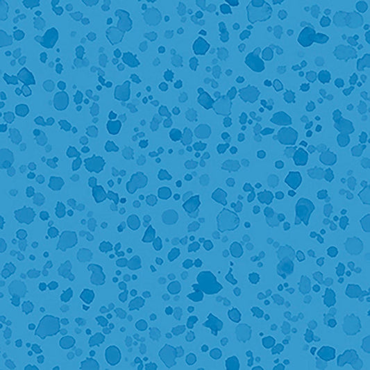 Image of Healing Garden Paint Splash Blender Blue quilting cotton fabric by Jane Maday for QT Fabrics. Features paint on a blue background. Cute Little Fabric Shop