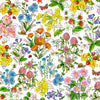 Image of Healing Garden Botanical Floral White quilting cotton fabric by Jane Maday for QT Fabrics. Features flowers on a white background. Cute Little Fabric Shop