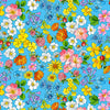 Image of Healing Garden Flower Heads Blue quilting cotton fabric by Jane Maday for QT Fabrics. Features flowers on a blue background. Cute Little Fabric Shop