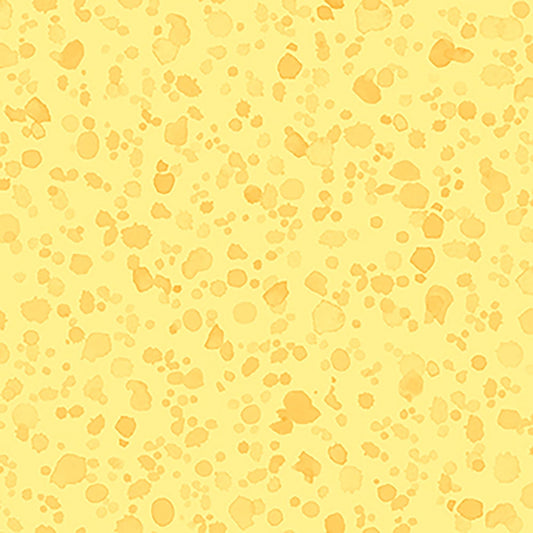Image of Healing Garden Paint Splash Blender Yellow quilting cotton fabric by Jane Maday for QT Fabrics. Features paint on a yellow background. Cute Little Fabric Shop