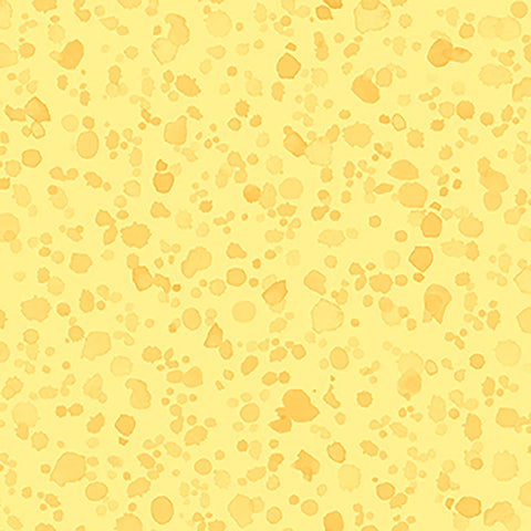 Image of Healing Garden Paint Splash Blender Yellow quilting cotton fabric by Jane Maday for QT Fabrics. Features paint on a yellow background. Cute Little Fabric Shop