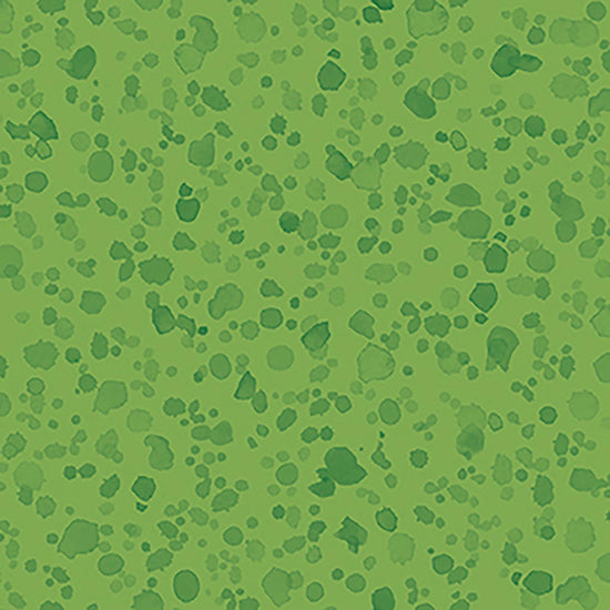 Image of Healing Garden Paint Splash Blender Green quilting cotton fabric by Jane Maday for QT Fabrics. Features paint on a green background. Cute Little Fabric Shop