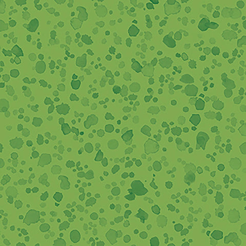 Image of Healing Garden Paint Splash Blender Green quilting cotton fabric by Jane Maday for QT Fabrics. Features paint on a green background. Cute Little Fabric Shop