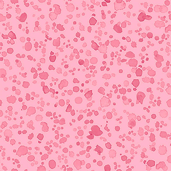 Image of Healing Garden Paint Splash Blender Pink quilting cotton fabric by Jane Maday for QT Fabrics. Features paint on a pink background. Cute Little Fabric Shop