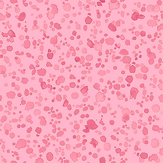 Image of Healing Garden Paint Splash Blender Pink quilting cotton fabric by Jane Maday for QT Fabrics. Features paint on a pink background. Cute Little Fabric Shop
