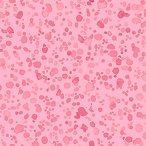 Image of Healing Garden Paint Splash Blender Pink quilting cotton fabric by Jane Maday for QT Fabrics. Features paint on a pink background. Cute Little Fabric Shop