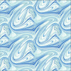 Image of the Virtuoso Marble Blue quilting cotton fabric by Ocllo Mason for QT Fabrics. Features swirled blue and white paint. Cute Little Fabric Shop