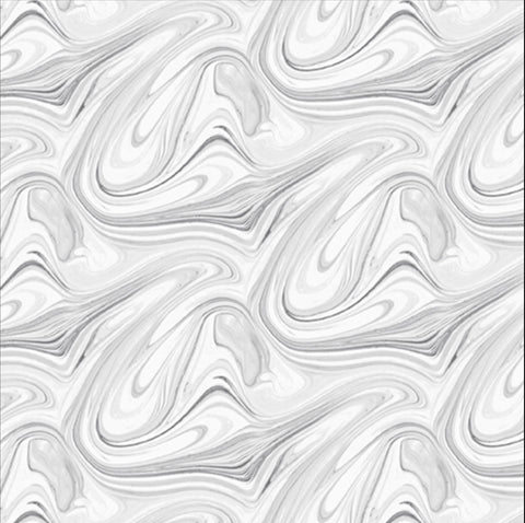 Image of the Virtuoso Marble Gray quilting cotton fabric by Ocllo Mason for QT Fabrics. Features swirled gray and white paint. Cute Little Fabric Shop