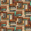 Image of Grab Bag Season 3 School Books Multi quilting cotton fabric by Morris Creative Group for QT Fabrics. Features books on a brown background. Cute Little Fabric Shop