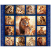SALE Roar Of The Pride Lion Picture Patches Panel 31214 Navy N - QT Fabrics - Honeybee - Quilting Cotton Fabric