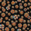 Image of Solstice Kaleidoscope Tossed Circles Black quilting cotton fabric by Morris Creative Group for QT Fabrics. Features geometric designs on a black background. Cute Little Fabric Shop