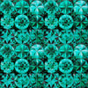 Image of Solstice Kaleidoscope Packed Circles Teal quilting cotton fabric by Morris Creative Group for QT Fabrics. Features geometric designs on a teal background. Cute Little Fabric Shop