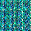 Image of Solstice Kaleidoscope Teal quilting cotton fabric by Morris Creative Group for QT Fabrics. Features geometric designs on a green background. Cute Little Fabric Shop