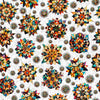Image of Solstice Kaleidoscope Medallions White quilting cotton fabric by Morris Creative Group for QT Fabrics. Features geometric designs on a white background. Cute Little Fabric Shop