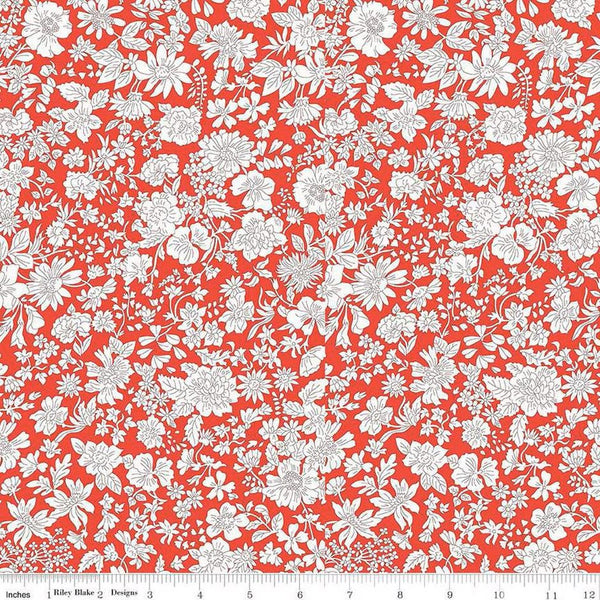 3 yard cut - Liberty Wide-Width Emily Blossom Crimson A WIDE BACK 0166W7408A - Riley Blake - 107/108" Wide - Quilting Cotton Fabric