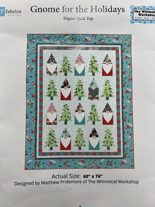 SALE Jolly Gnome Gatherings Digital Quilt Top - Mathew Pridemore - Gnome for the Holidays - QT Fabrics - Digital Quilt Top - Quilting Cotton