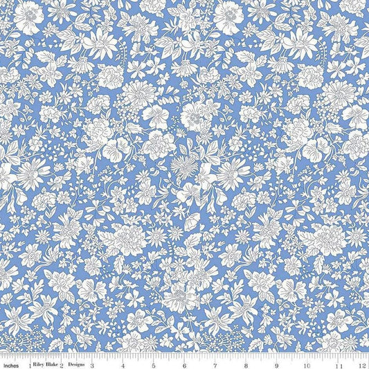1 Yard 27" End of Bolt - SALE Liberty Wide-Width Emily Blossom Marine Blue A WIDEBACK 0166W7410A - Riley Blake - 108" Quilting Cotton Fabric