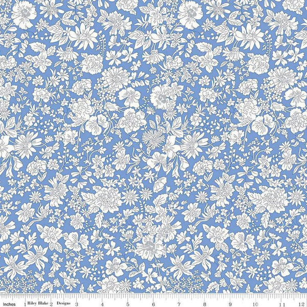 3 yard cut - Liberty Wide-Width Emily Blossom Marine Blue A WIDE BACK 0166W7410A - Riley Blake - 107/108" Wide - Quilting Cotton Fabric