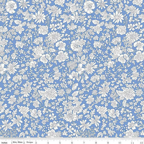 3 yard cut - Liberty Wide-Width Emily Blossom Marine Blue A WIDE BACK 0166W7410A - Riley Blake - 107/108" Wide - Quilting Cotton Fabric
