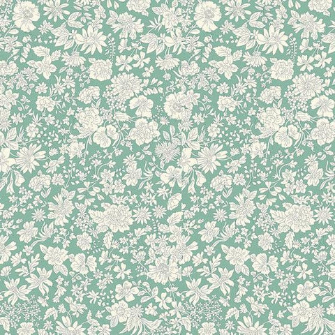 3 yard cut - Liberty Wide-Width Emily Blossom Olive Leaf A WIDE BACK 0166W7412A - Riley Blake - 107/108" Wide - Quilting Cotton Fabric