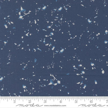 Image of the For My Boys Henry Splatter Navy quilting cotton fabric by Amy Schelle for Moda Fabrics. Features paint splatter on a blue background. Cute Little Fabric Shop.